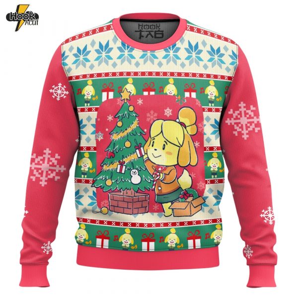 Hooktab Isabelle Animal Crossing Ugly Christmas Sweater