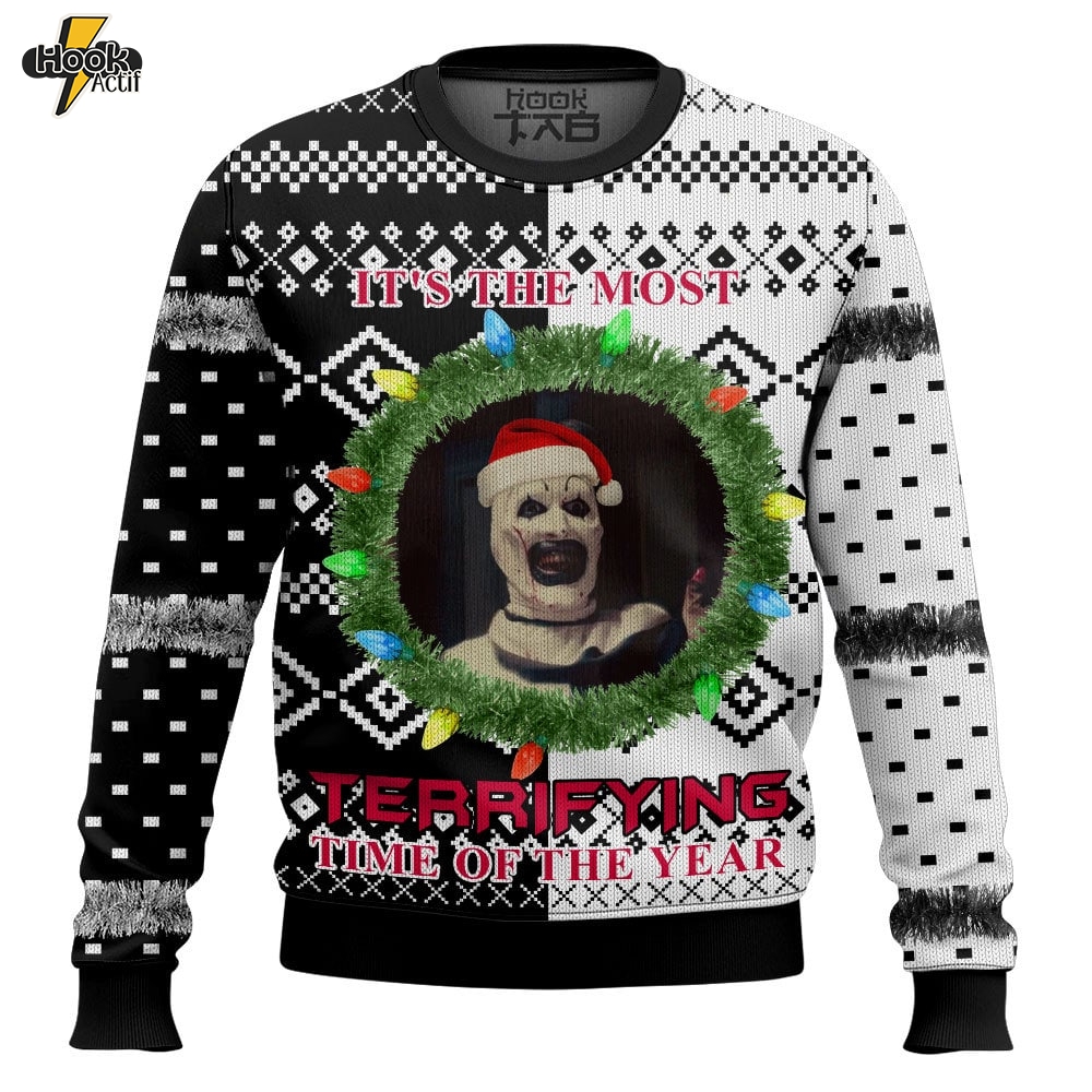 Hooktab It’s The Most Terrifying Time Of The Year Ugly Christmas Sweater Hooktab It’s The Most Terrifying Time Of The Year Ugly Christmas Sweater