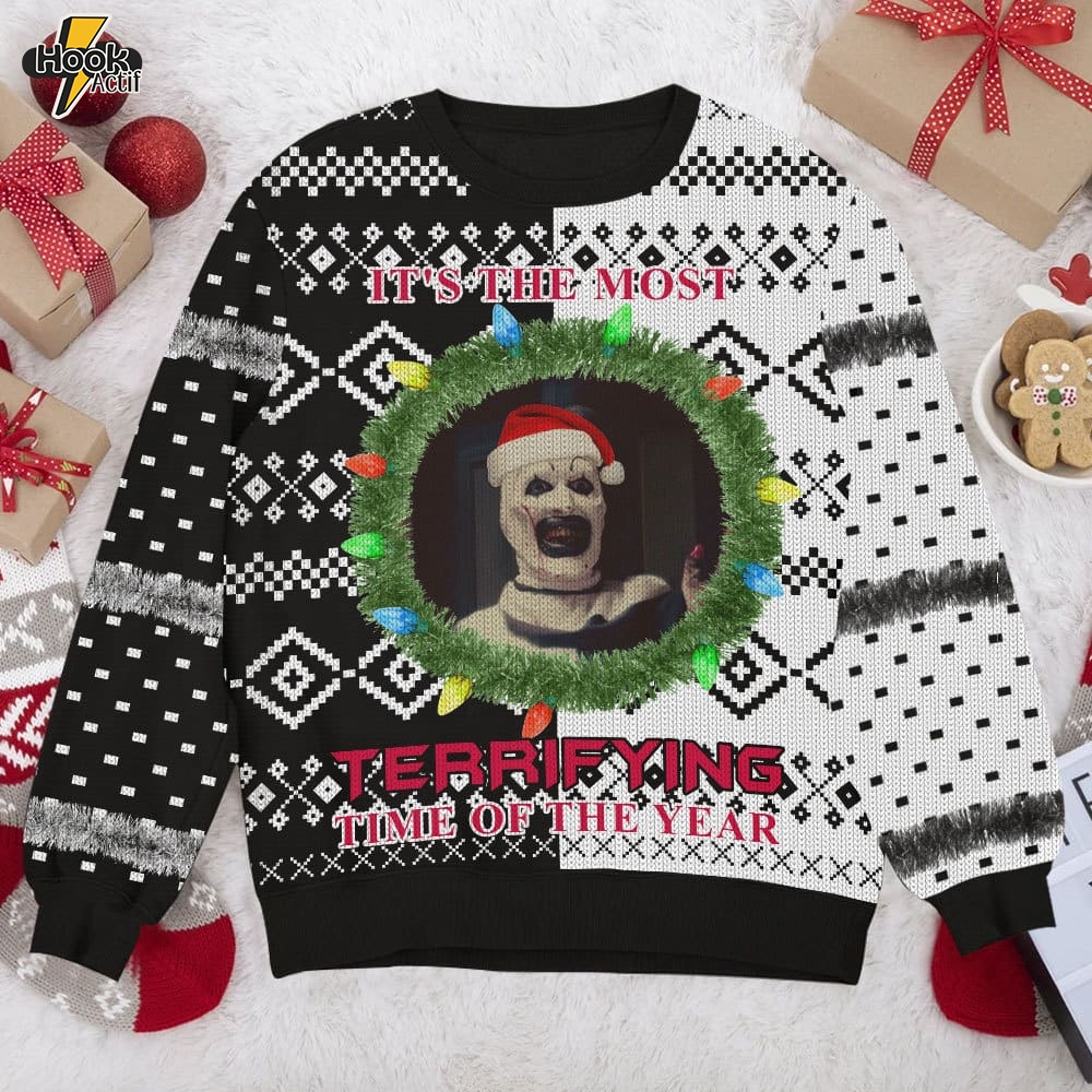 Hooktab It’s The Most Terrifying Time Of The Year Ugly Christmas Sweater Hooktab It’s The Most Terrifying Time Of The Year Ugly Christmas Sweater