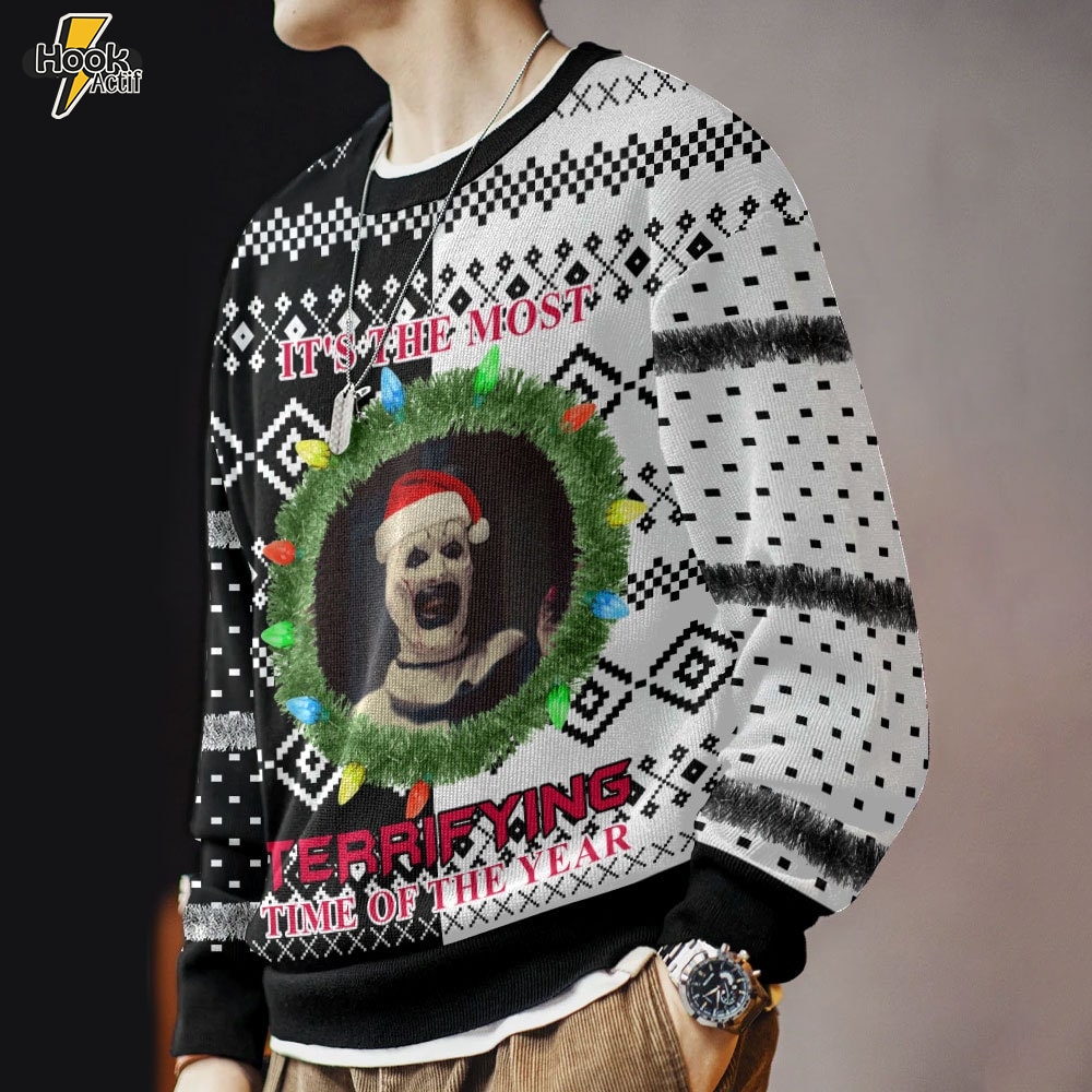 Hooktab It’s The Most Terrifying Time Of The Year Ugly Christmas Sweater Hooktab It’s The Most Terrifying Time Of The Year Ugly Christmas Sweater