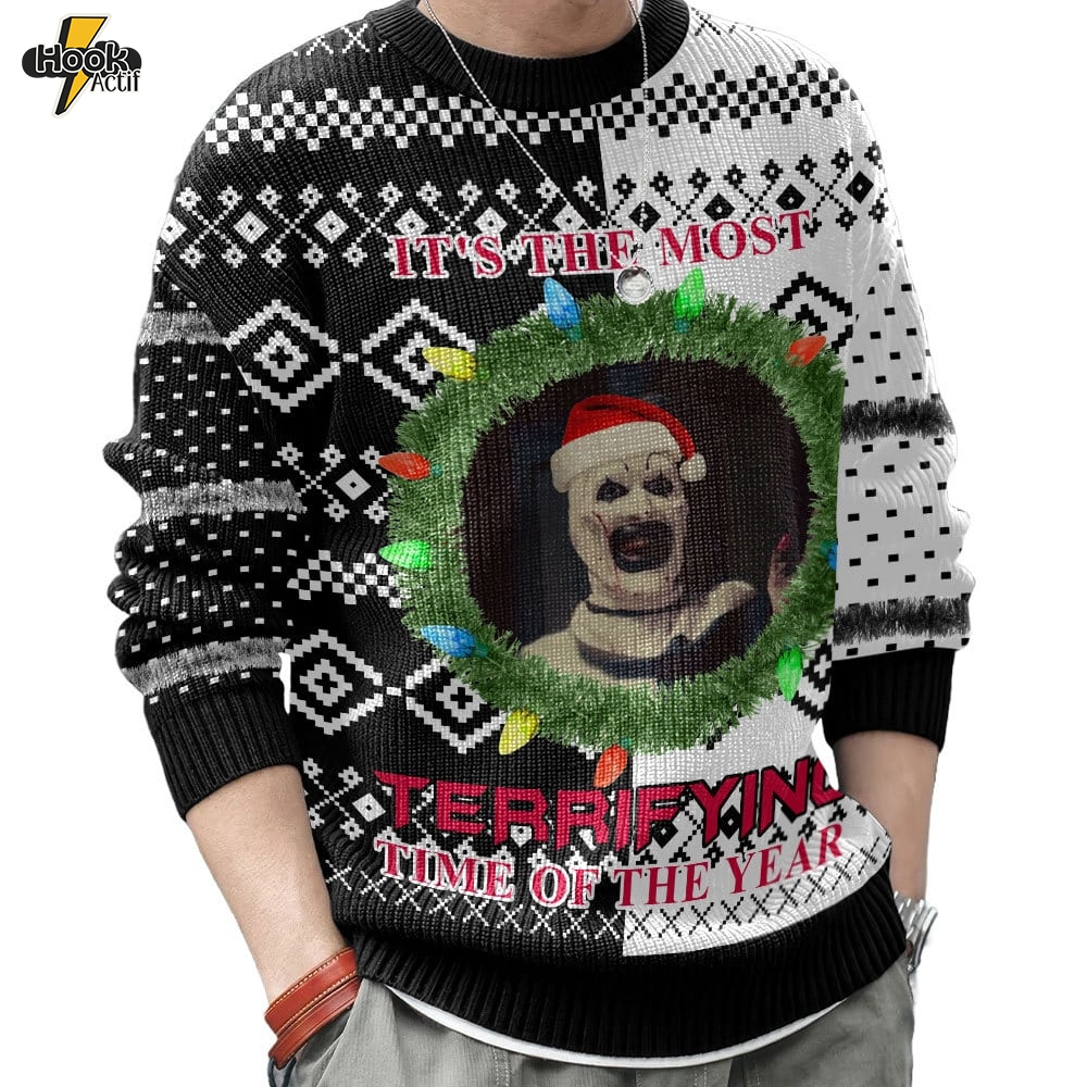 Hooktab It’s The Most Terrifying Time Of The Year Ugly Christmas Sweater Hooktab It’s The Most Terrifying Time Of The Year Ugly Christmas Sweater