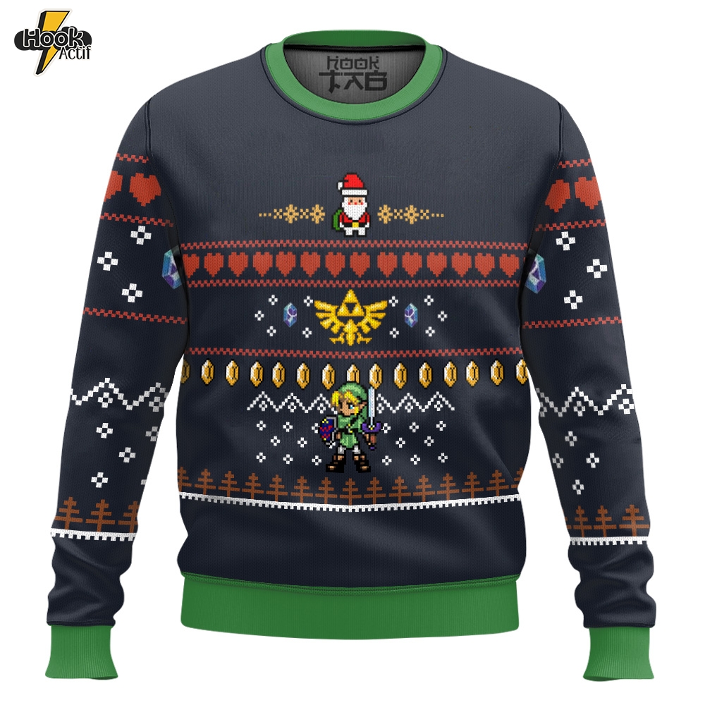 Hooktab Legend Of Zelda Santa Link Ugly Christmas Sweater Hooktab Legend Of Zelda Santa Link Ugly Christmas Sweater