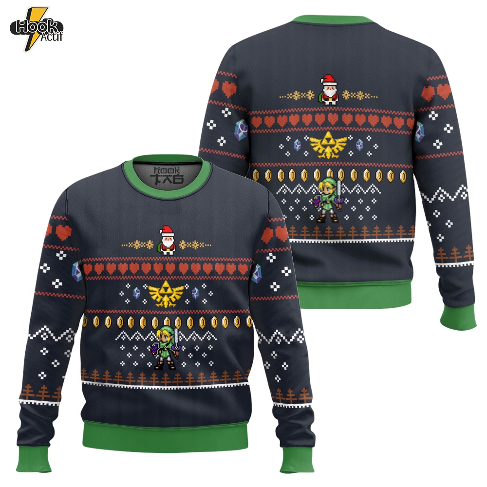 Hooktab Legend Of Zelda Santa Link Ugly Christmas Sweater Hooktab Legend Of Zelda Santa Link Ugly Christmas Sweater