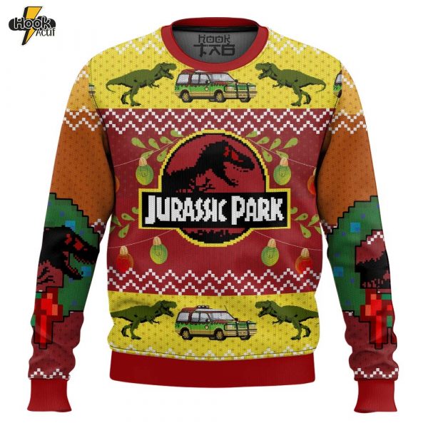 Hooktab Merry Xmas Jurassic Park Ugly Christmas Sweater