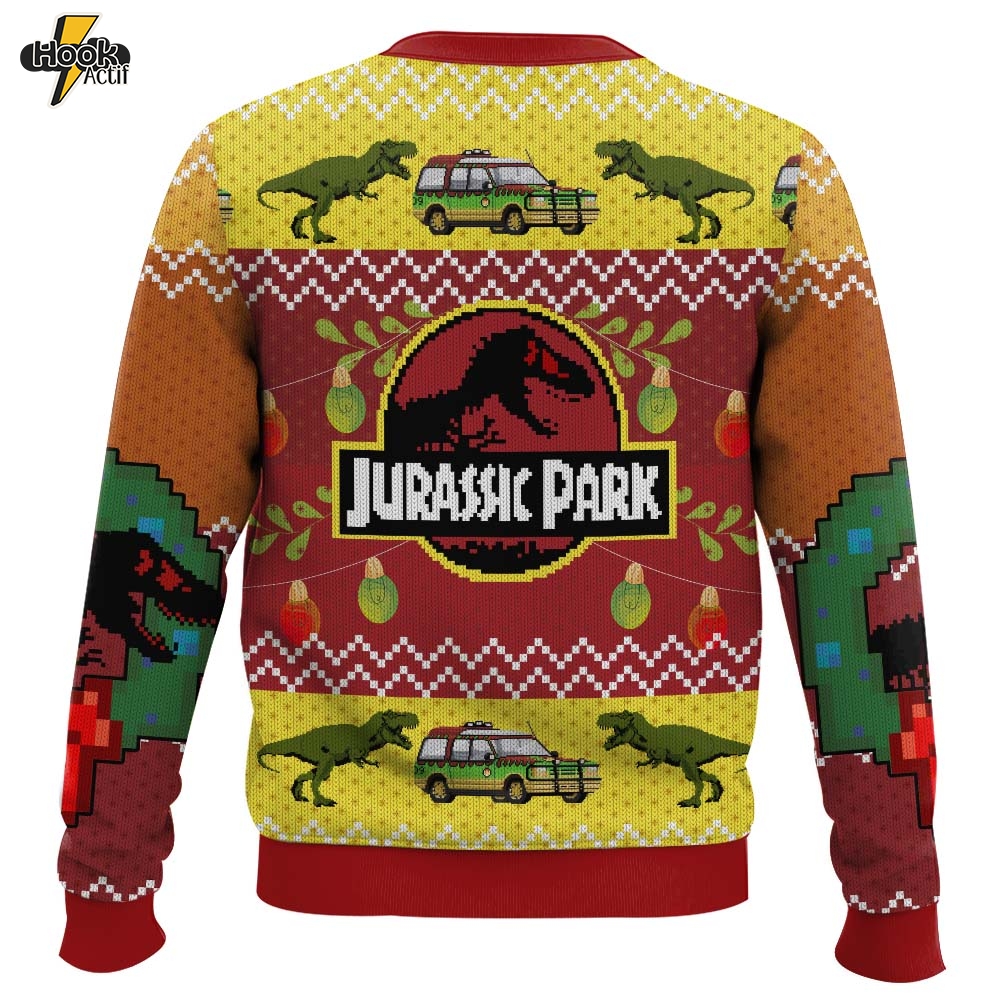 Hooktab Merry Xmas Jurassic Park Ugly Christmas Sweater Hooktab Merry Xmas Jurassic Park Ugly Christmas Sweater