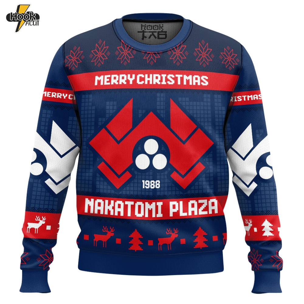 Hooktab Nakatomi Plaza Die Hard Ugly Christmas Sweater Hooktab Nakatomi Plaza Die Hard Ugly Christmas Sweater