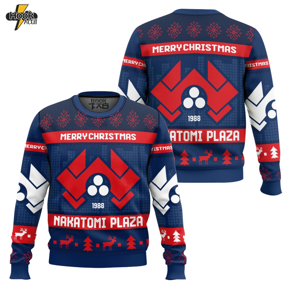 Hooktab Nakatomi Plaza Die Hard Ugly Christmas Sweater Hooktab Nakatomi Plaza Die Hard Ugly Christmas Sweater