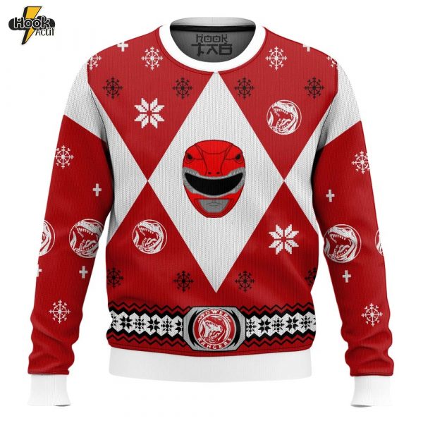 Hooktab Red Power Rangers Ugly Christmas Sweater
