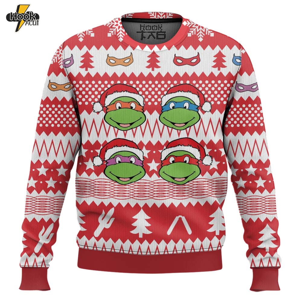 Hooktab Red Xmas Teenage Mutant Ninja Turtles Ugly Christmas Sweater Hooktab Red Xmas Teenage Mutant Ninja Turtles Ugly Christmas Sweater