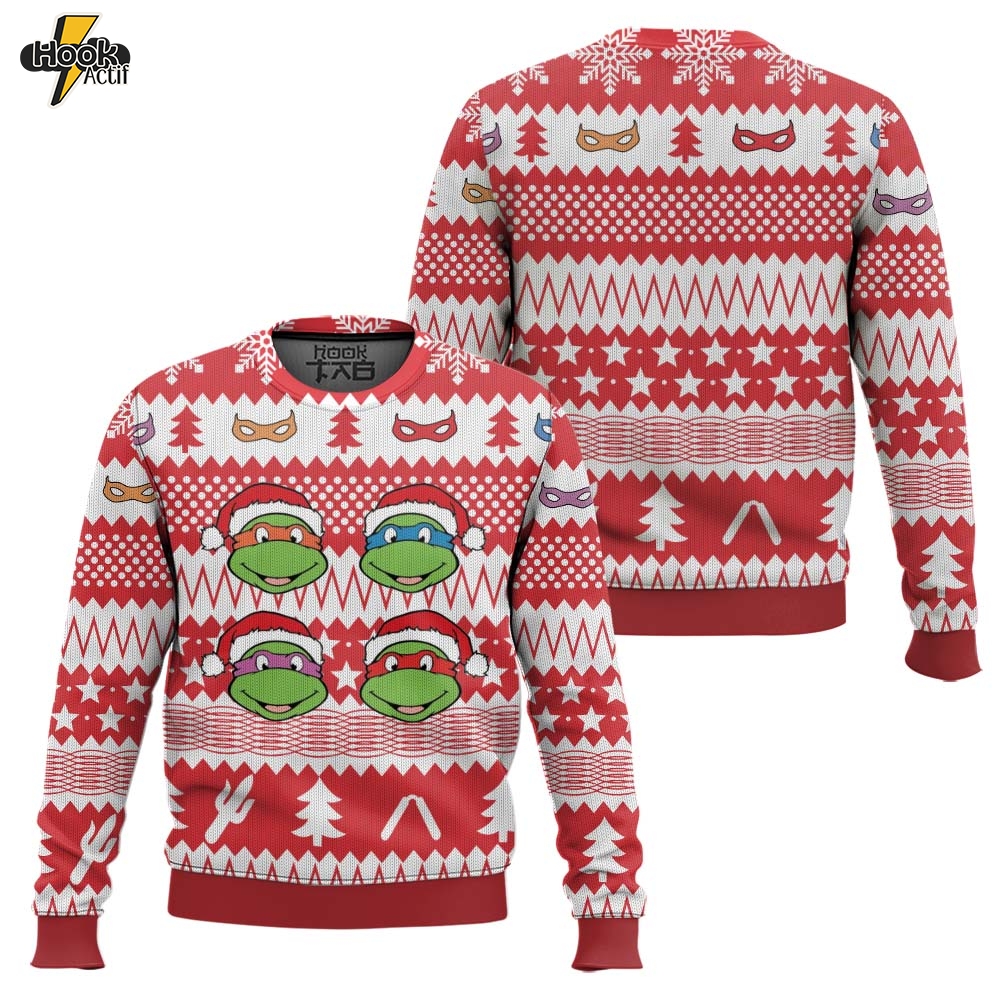 Hooktab Red Xmas Teenage Mutant Ninja Turtles Ugly Christmas Sweater Hooktab Red Xmas Teenage Mutant Ninja Turtles Ugly Christmas Sweater