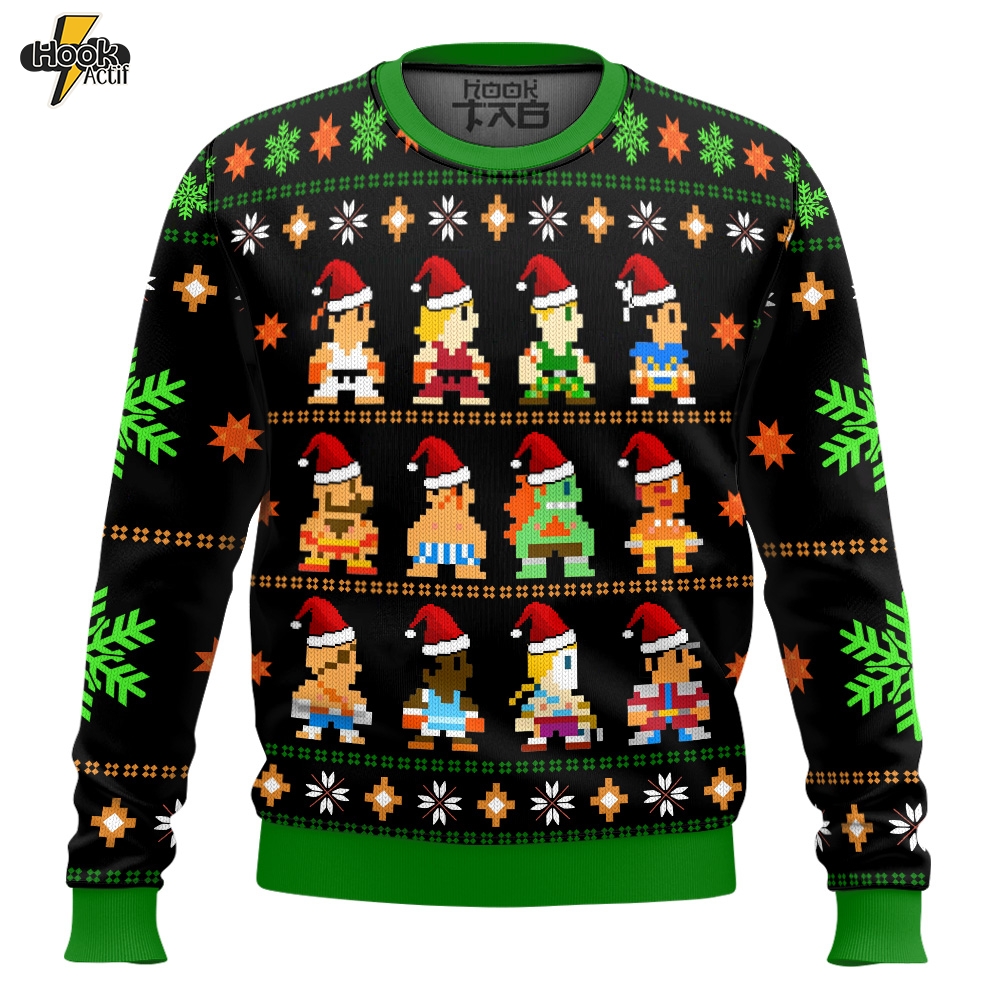 Hooktab Street Fighter Classic Collection Ugly Christmas Sweater Hooktab Street Fighter Classic Collection Ugly Christmas Sweater