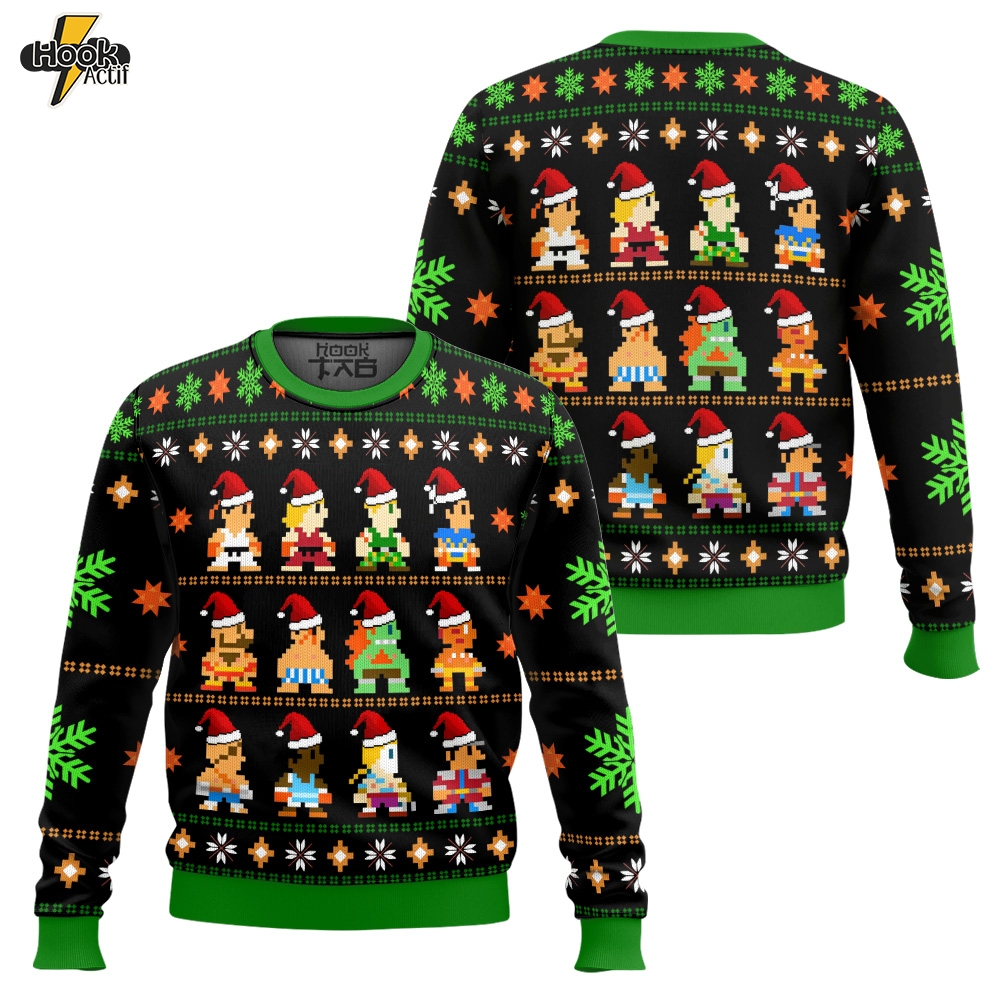 Hooktab Street Fighter Classic Collection Ugly Christmas Sweater Hooktab Street Fighter Classic Collection Ugly Christmas Sweater