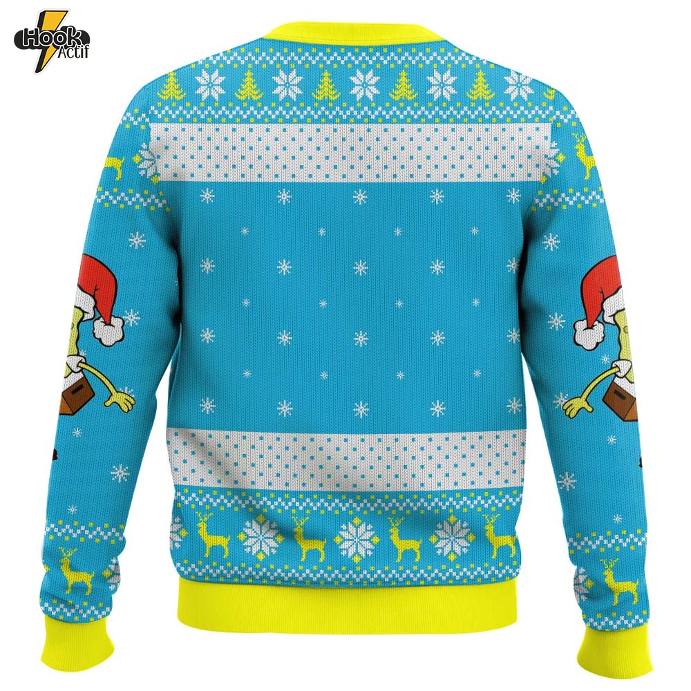 Hooktab Tis The Season To Be Spongy SpongeBob SquarePants Ugly Christmas Sweater Hooktab Tis The Season To Be Spongy SpongeBob SquarePants Ugly Christmas Sweater