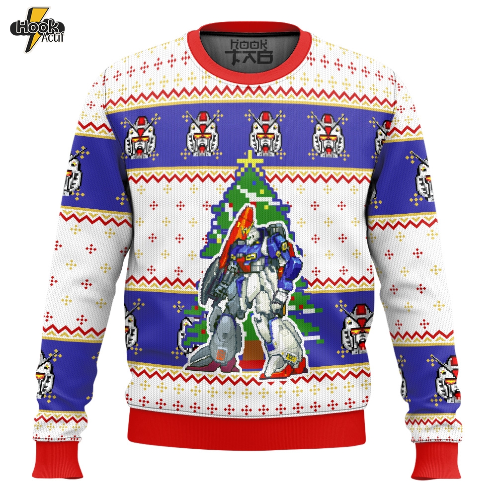 Hooktab Xmas Gundam Ugly Christmas Sweater Hooktab Xmas Gundam Ugly Christmas Sweater