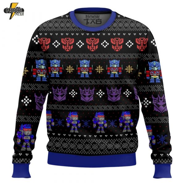 Hooktab Xmas In Disguise Transformers Ugly Christmas Sweater