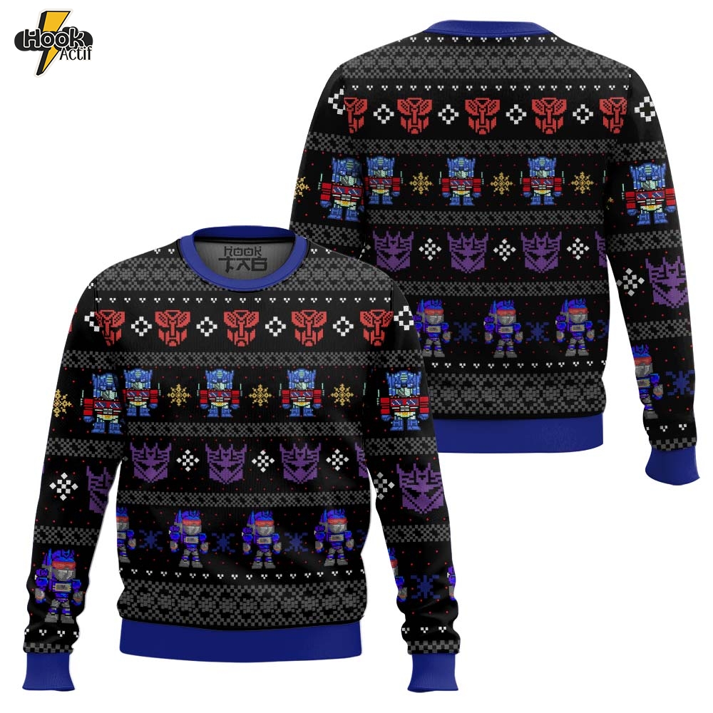 Hooktab Xmas In Disguise Transformers Ugly Christmas Sweater Hooktab Xmas In Disguise Transformers Ugly Christmas Sweater
