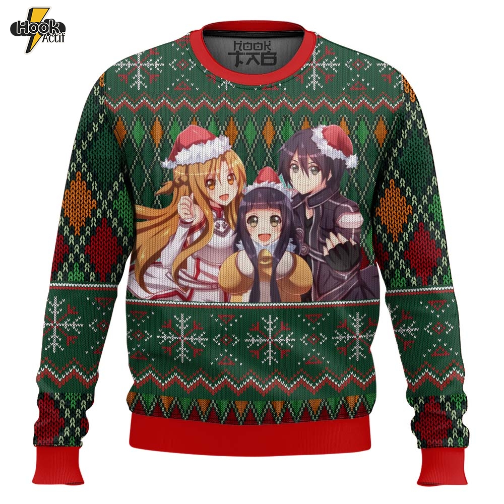 Hooktab Xmas Sword Art Online Ugly Christmas Sweater Hooktab Xmas Sword Art Online Ugly Christmas Sweater
