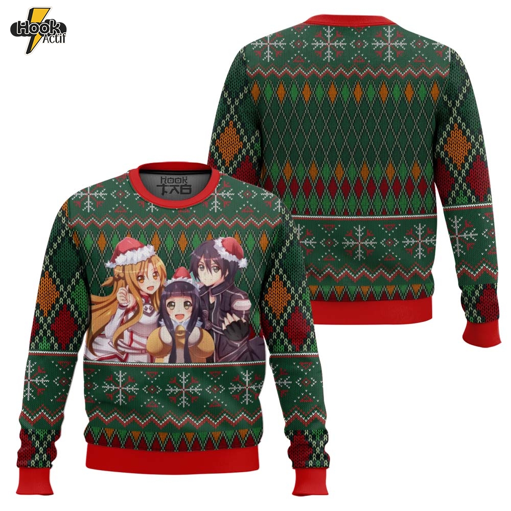Hooktab Xmas Sword Art Online Ugly Christmas Sweater Hooktab Xmas Sword Art Online Ugly Christmas Sweater