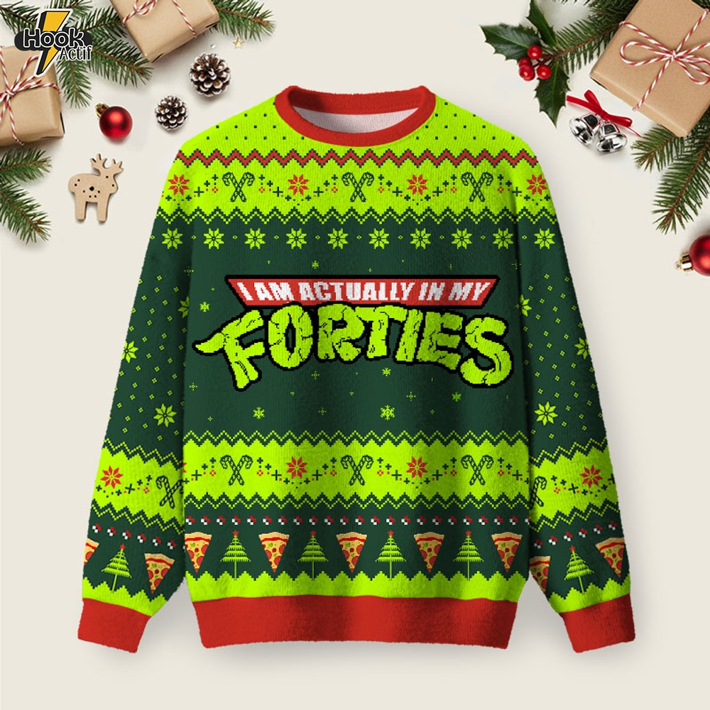 I Am Actually In My Forties Ugly Christmas Fuzzy Fleece Sweatshirt I Am Actually In My Forties Ugly Christmas Fuzzy Fleece Sweatshirt