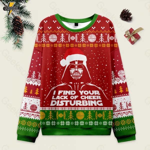I Find Your Lack Of Cheer Disturbing Red Ugly Christmas Fuzzy Fleece Sweatshirt