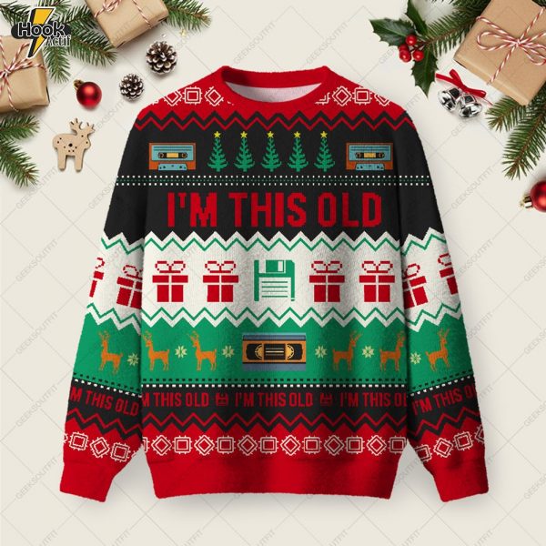 Im This Old Vintage Ugly Christmas Fuzzy Fleece Sweatshirt