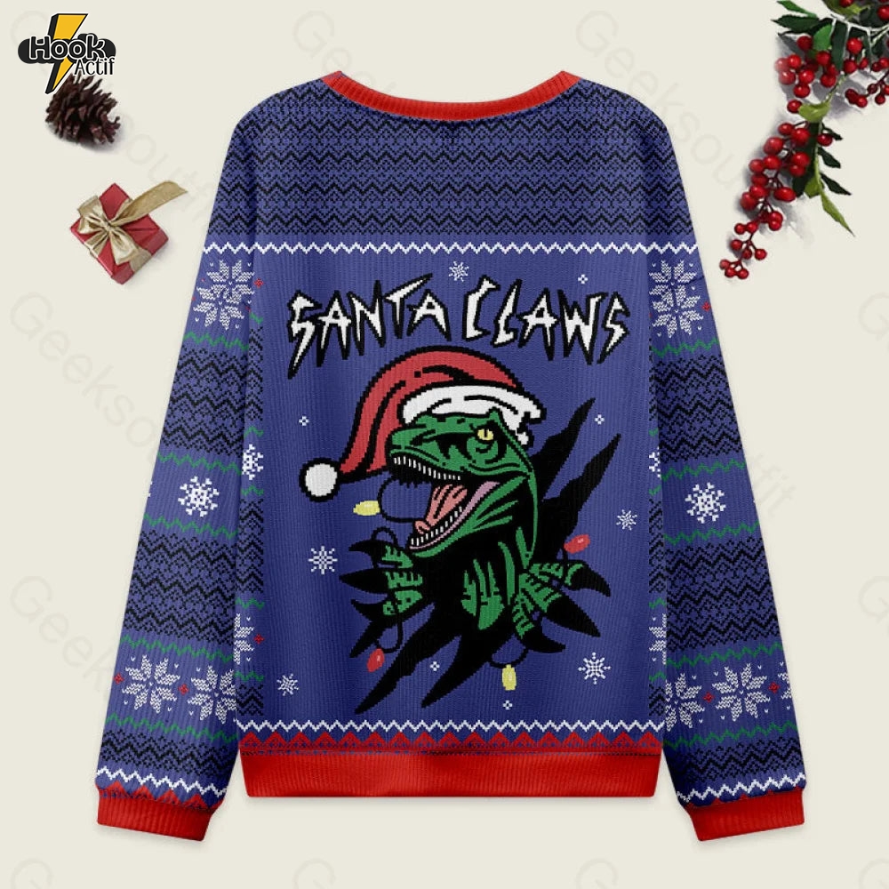 Jurassic Dinosaurs Ugly Christmas Fuzzy Fleece Sweatshirt Jurassic Dinosaurs Ugly Christmas Fuzzy Fleece Sweatshirt