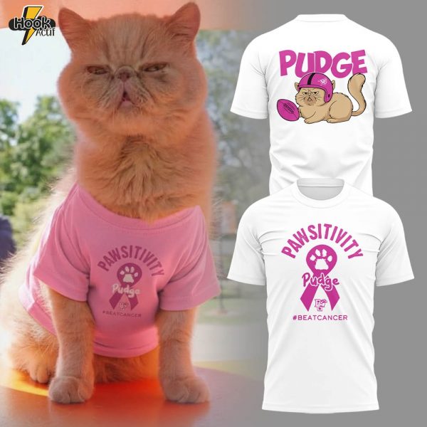 Limited Edition Pudge the Cat Breast Cancer Awareness T-Shirt