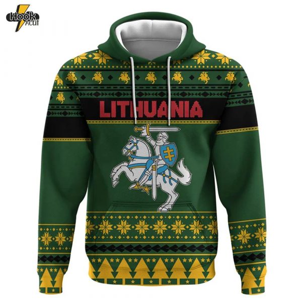 Lithuania Christmas Hoodie Coat Of Arms Linksmu Kaledu