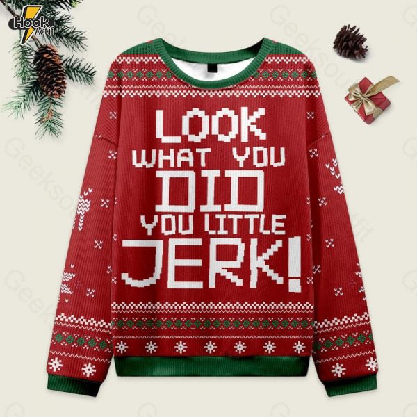Look What You Did-Home Alone Ugly Christmas Fuzzy Fleece Sweatshirt