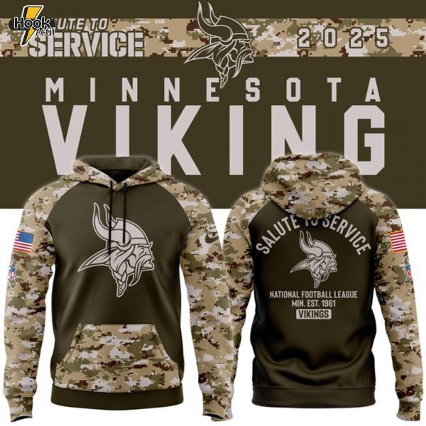 Men's Nike Olive/camo Minnesota Vikings 2025 Salute To Service Hoodie