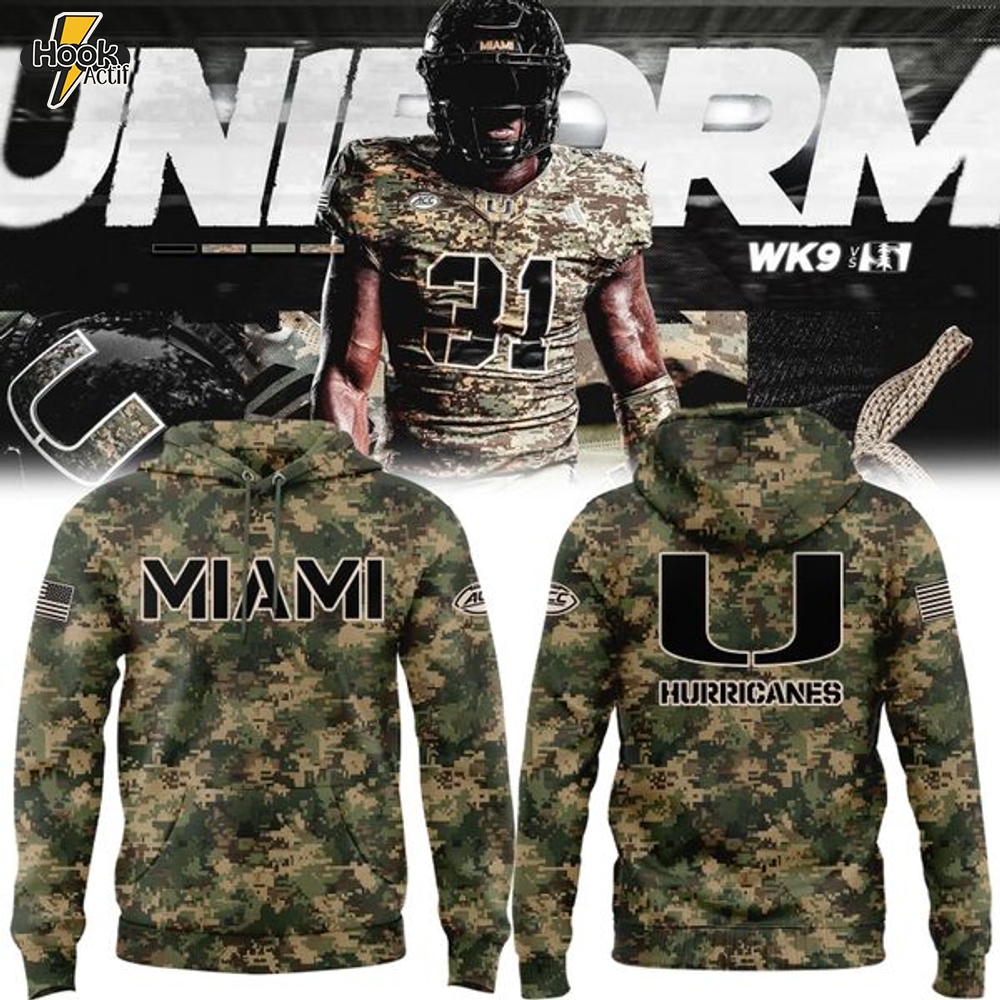 Miami Hurricanes 2025 Military Appreciation Hoodie Miami Hurricanes 2025 Military Appreciation Hoodie