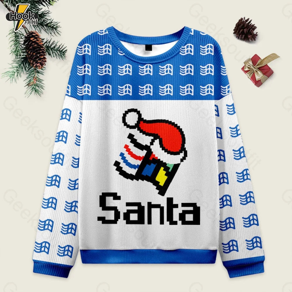 Micro Santa Ugly Christmas Fuzzy Fleece Sweatshirt Micro Santa Ugly Christmas Fuzzy Fleece Sweatshirt