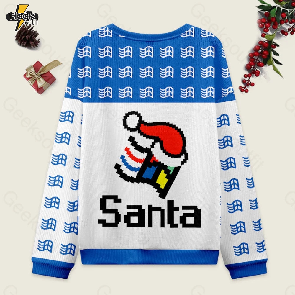 Micro Santa Ugly Christmas Fuzzy Fleece Sweatshirt Micro Santa Ugly Christmas Fuzzy Fleece Sweatshirt