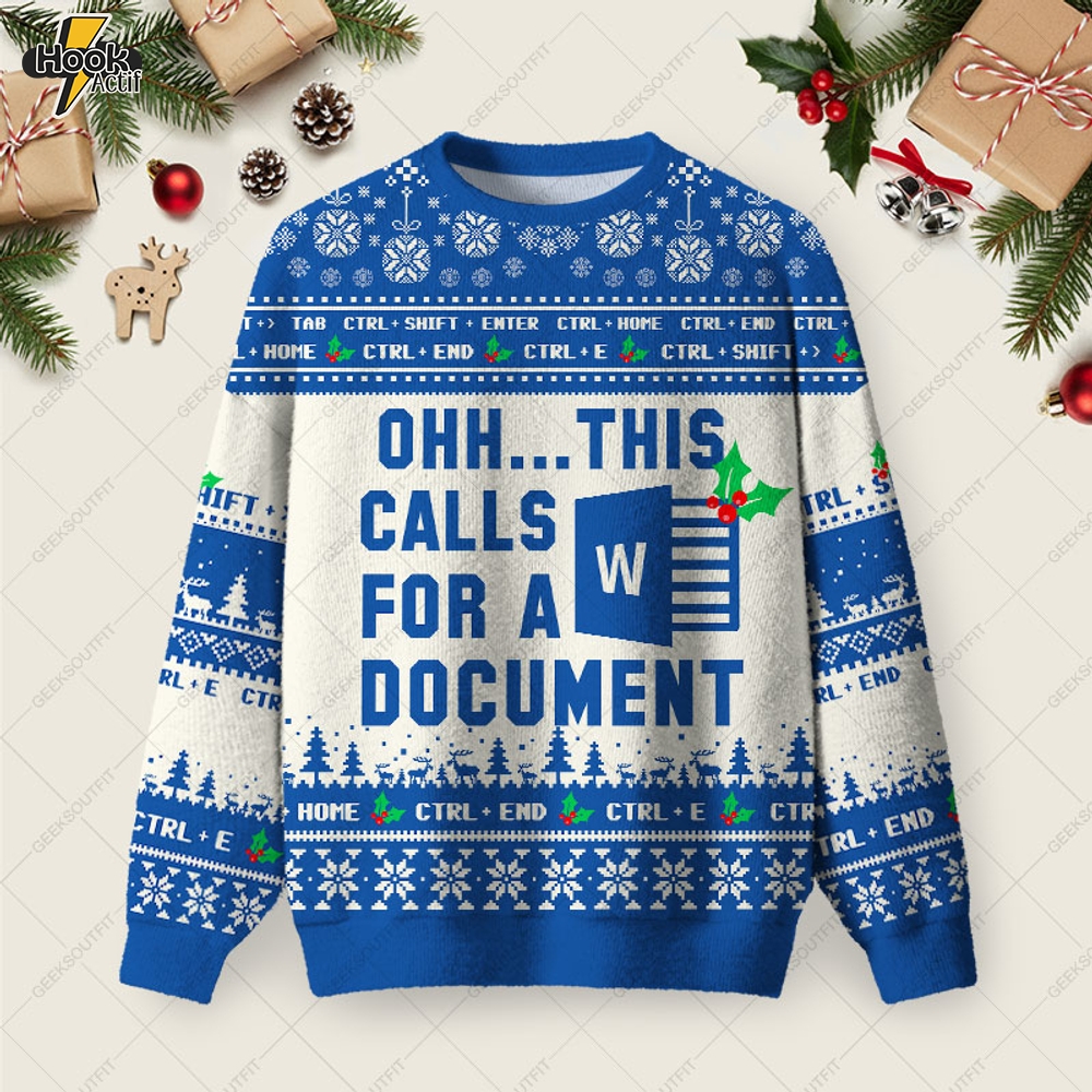 Ohh...This Calls for a Spreadsheet Ugly Christmas Fuzzy Fleece Sweatshirt - Blue Ohh...This Calls for a Spreadsheet Ugly Christmas Fuzzy Fleece Sweatshirt - Blue