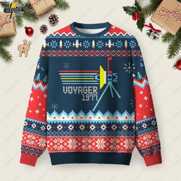 Retro NASA Voyager Spacecraft Ugly Christmas Sweater Sweatshirt