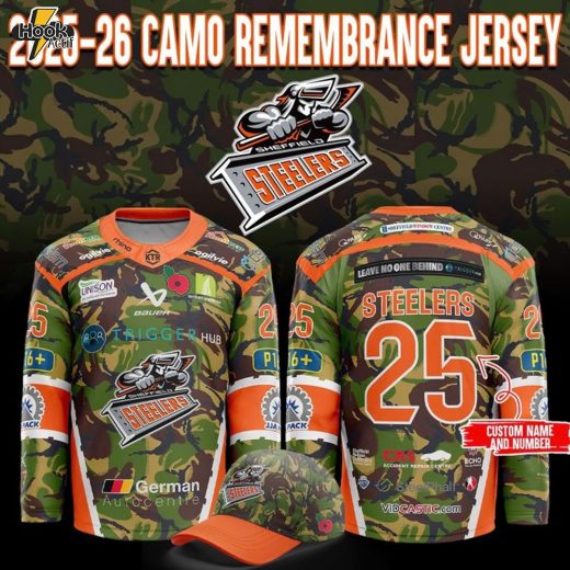 Sheffield Steelers 2025 Camo Remembrance Special Hockey Jersey