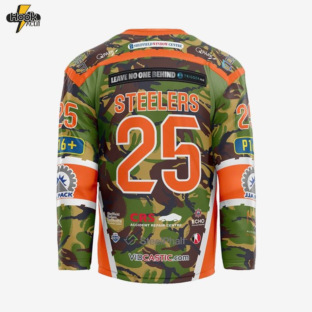 Sheffield Steelers 2025 Camo Remembrance Special Hockey Jersey Sheffield Steelers 2025 Camo Remembrance Special Hockey Jersey