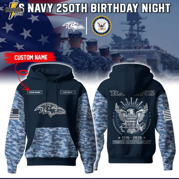 Special Edition Hoodie Baltimore Ravens x U.S. Navy 250th Birthday Jersey-3D Unisex Hoodie