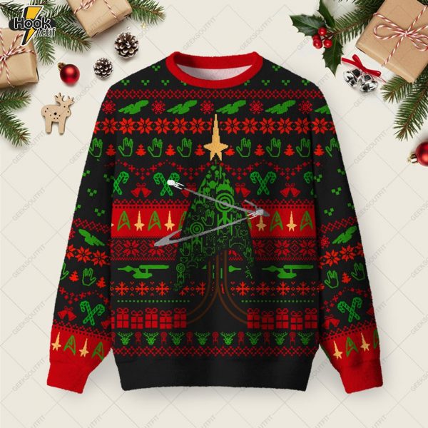 Starship Universe Black Ugly Christmas Fuzzy Fleece Sweatshirt