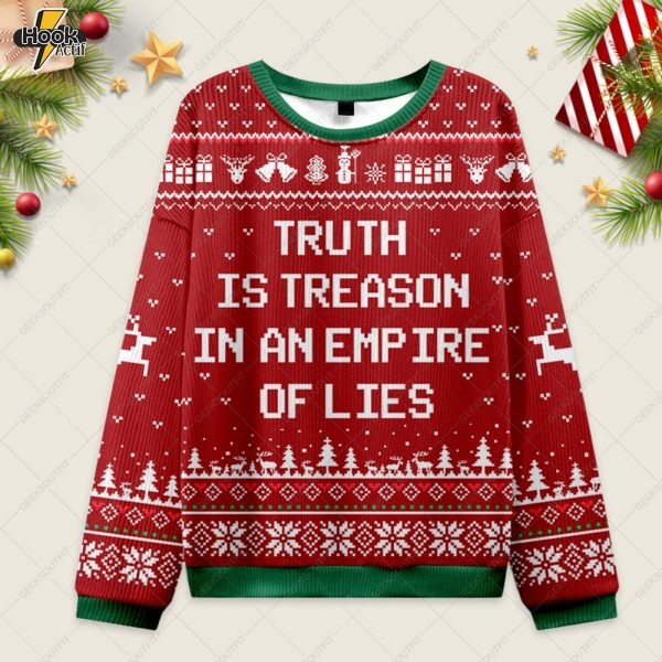 Truth Is Treason Ugly Christmas Fuzzy Fleece Sweatshirt