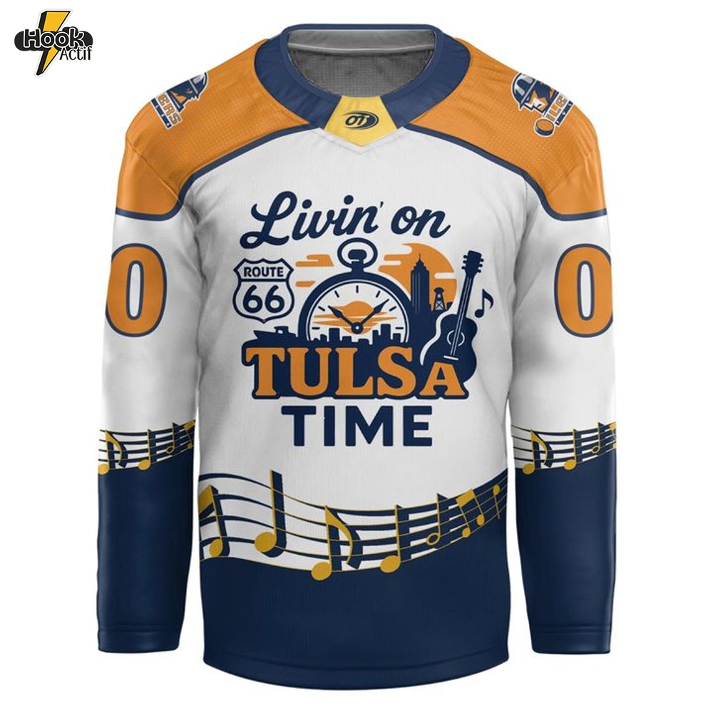 Tulsa Oilers "Livin' on Tulsa Time" Limited Edition Hockey Jersey 2025 Tulsa Oilers "Livin' on Tulsa Time" Limited Edition Hockey Jersey 2025