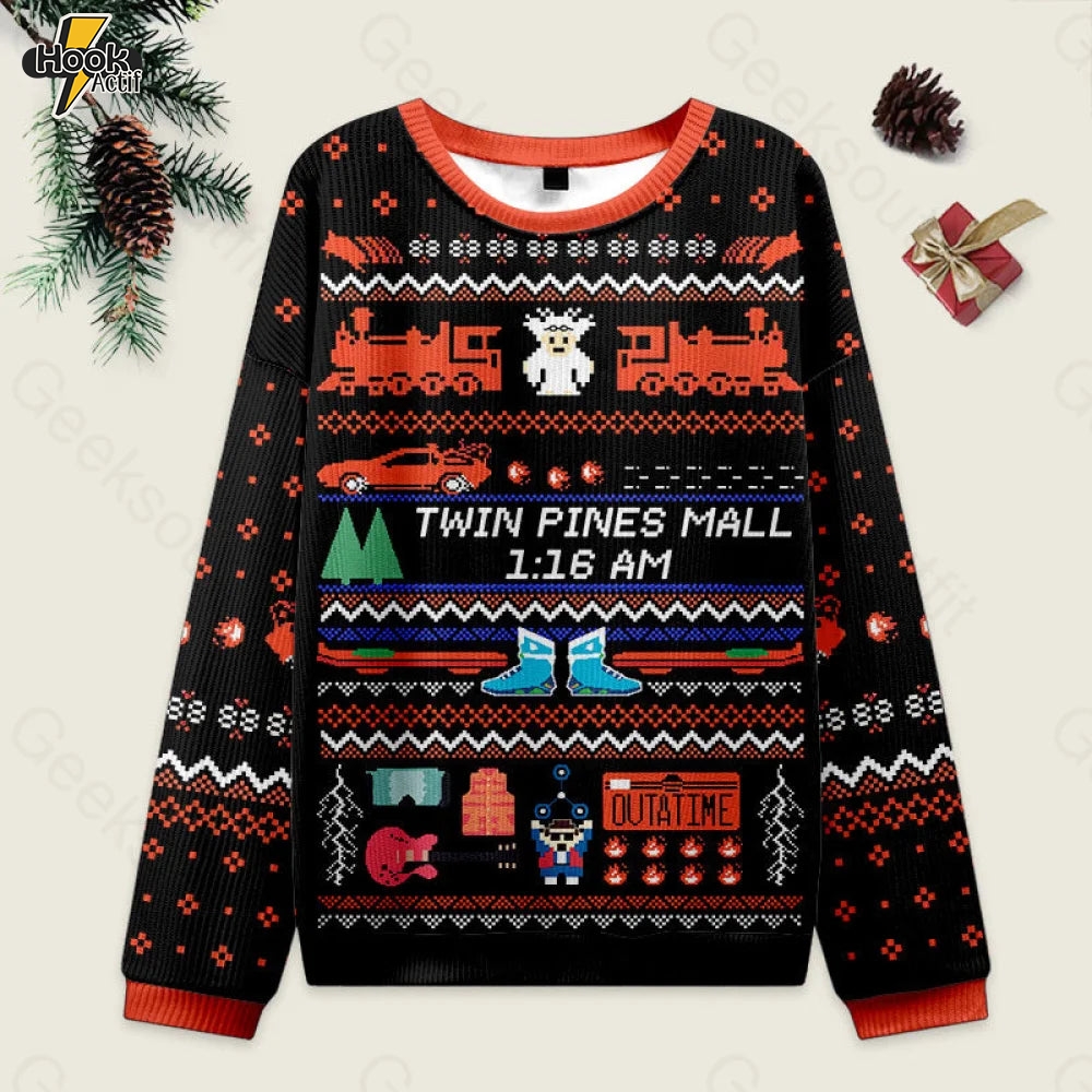 Twin Pines Mall Black Ugly Christmas Sweater Sweatshirt Twin Pines Mall Black Ugly Christmas Sweater Sweatshirt