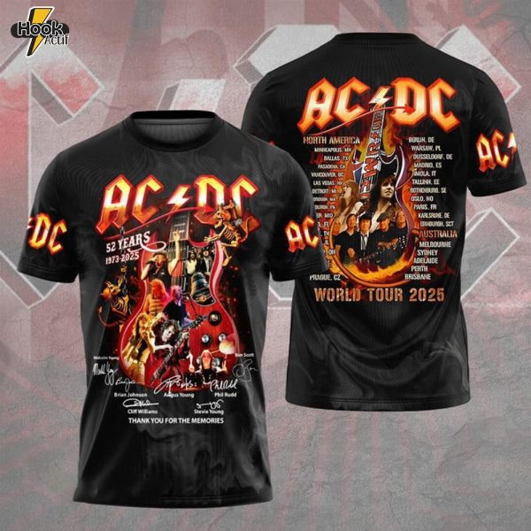 AC/DC 52nd Anniversary World Tour 2025 Guitar T-Shirt