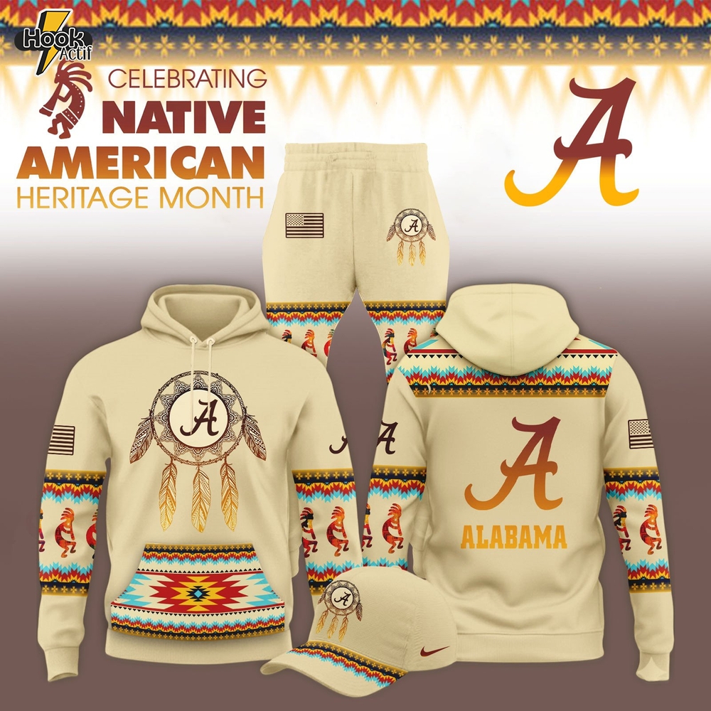 Alabama Crimson Tide Celebrating Native American Heritage Root 2025 Hoodie Jogger and Cap Alabama Crimson Tide Celebrating Native American Heritage Root 2025 Hoodie Jogger and Cap