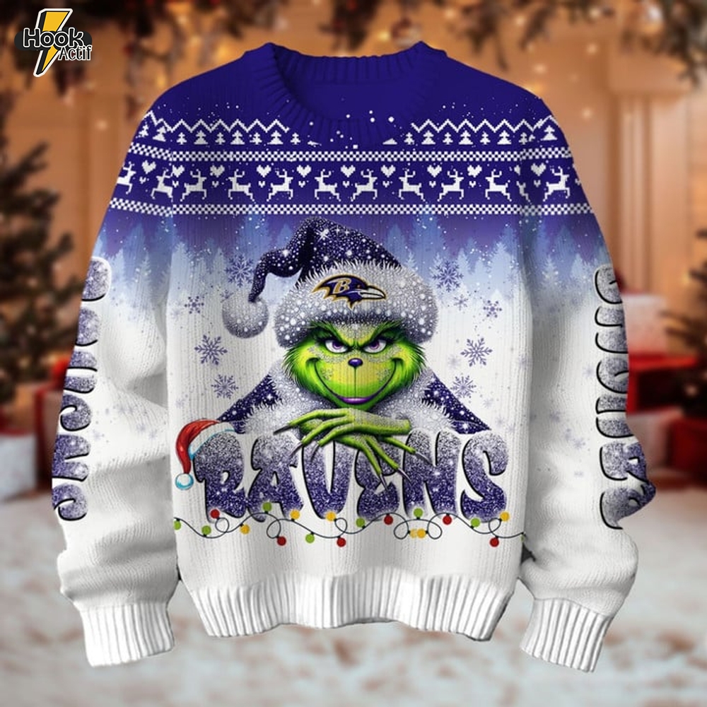 Baltimore Ravens x Grinch Christmas Sweater Baltimore Ravens x Grinch Christmas Sweater