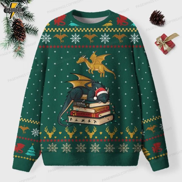 Book Dragon Unisex Ugly Knit Christmas Sweater