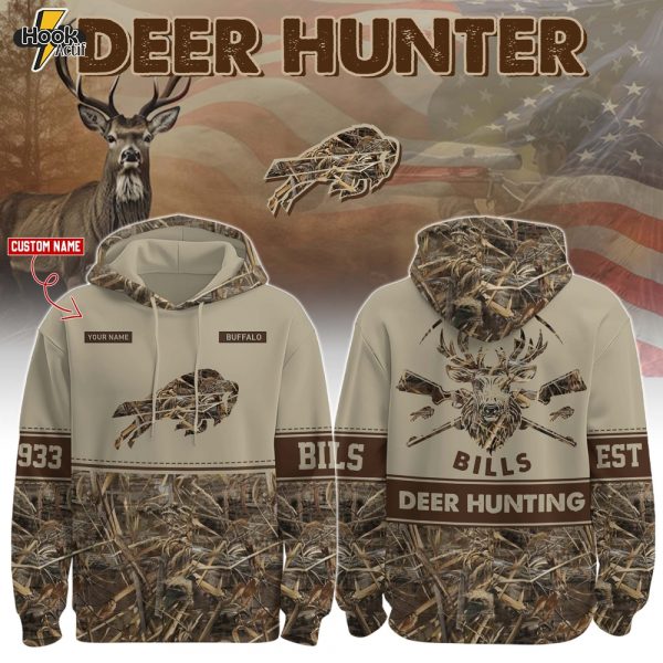Buffalo Bills Deer Hunting Hoodie Custom Name Camo Edition