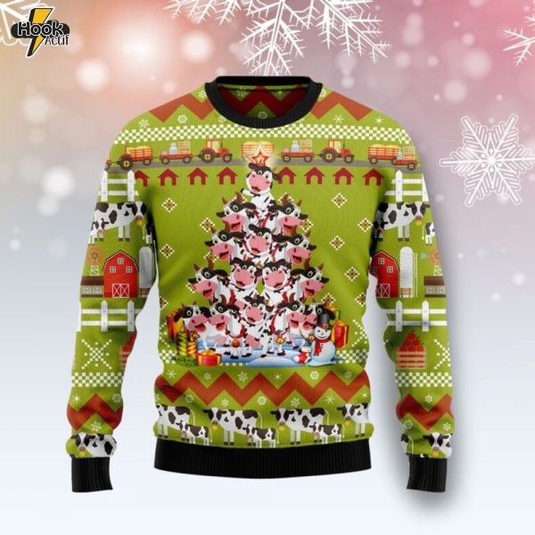 Cow Pine Tree Christmas Ugly Christmas Sweater