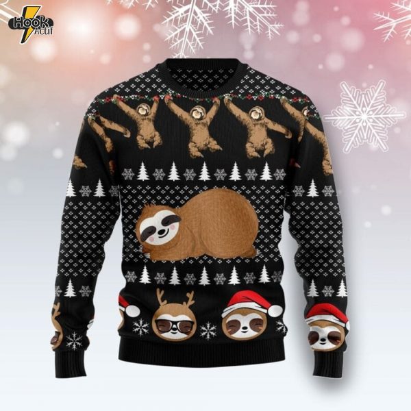 Crazy Sloth Ugly Christmas Sweater