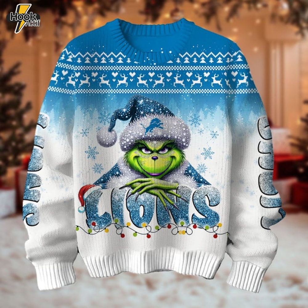 Detroit Lions x Grinch Christmas Sweater Detroit Lions x Grinch Christmas Sweater
